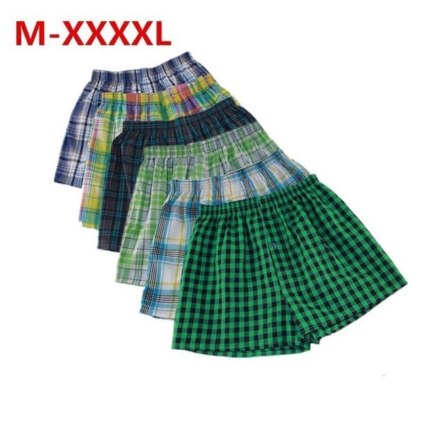 Cueca M-XXXXL cueca masculina boxers shorts soltos Clássicos Xadrez Boxer Homens Mix Colors Baús de Algodão Cuecas Cuecas 230711