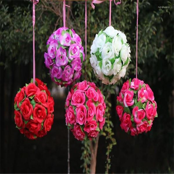 Fiori decorativi Palla di seta Pomander Kissing Balls 2023 Decorazioni di nozze Rose artificiali per la decorazione del partito del mercato del giardino