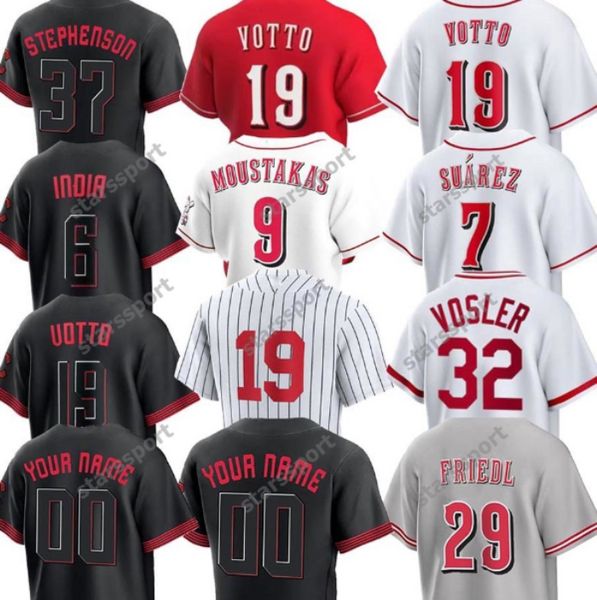 2024 Red Custom 44 Elly De La Cruz Joey Votto Matt McLain Hunter Greene Black City Connect Jonathan India Jersey Noelvi Marte Stuart Fairchild Jose Barrero Stephenson