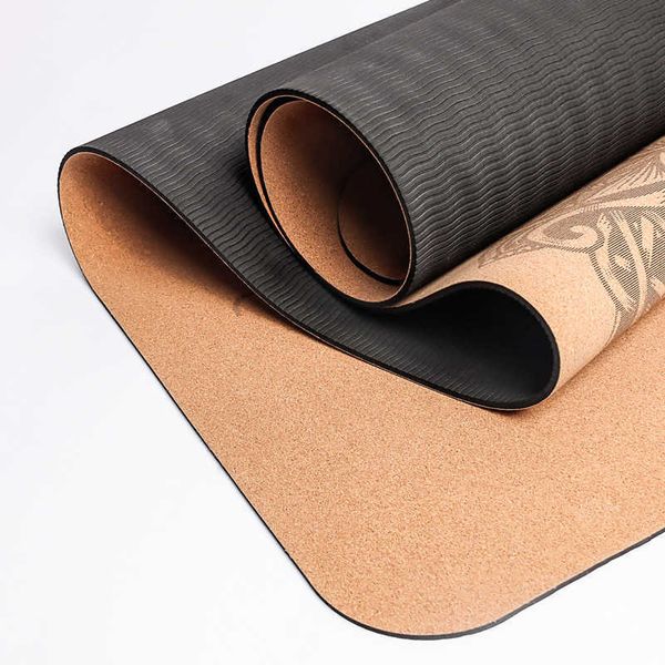 Cork Yoga Mat Kalınlaştırılmış Kaymaz TPE Fitness İnce Çevre Dostu Paspaslar