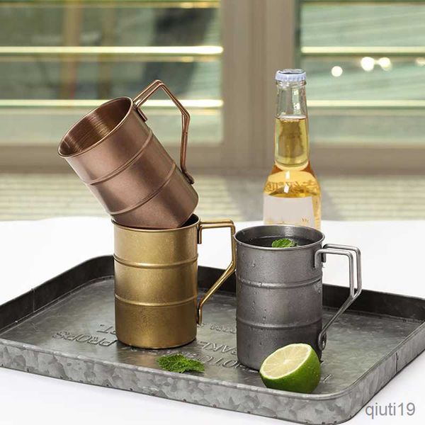 Canecas Retro Estilo Industrial Caneca de Cerveja Cobertura de Aço Inoxidável Acampamento Ao Ar Livre Copo de Café Bar Suco Bebida Gelada Copo Utensílios para Bebidas R230712