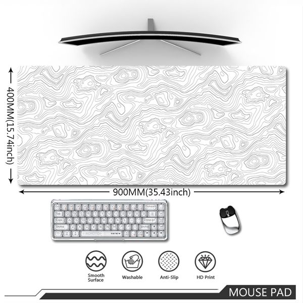 Mouse pad para jogos em preto e branco 90x40cm grande original mousepad grande arte deskmat mousepads de borracha natural mouse pad para notebook
