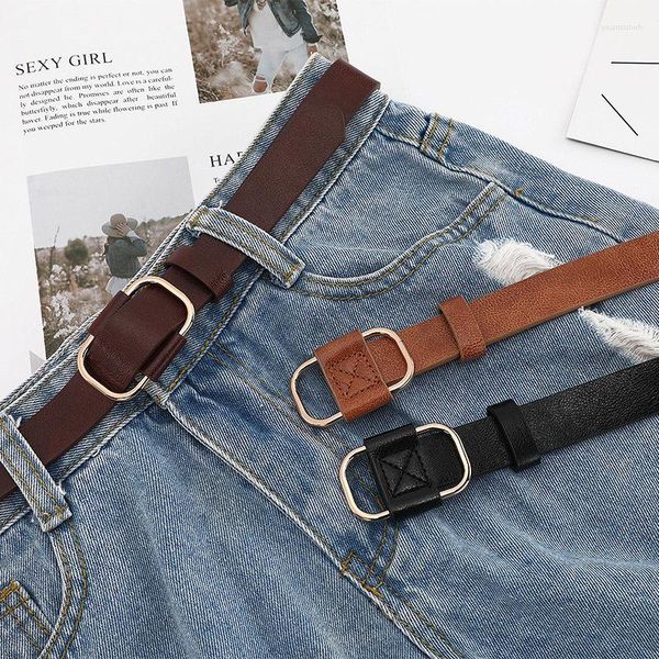 Gürtel Nicht poröser verstellbarer Gürtel Studenten Klassisches weiches Leder Einfache Mode Jeans-Accessoires Ovale Metallschnalle für Frauen