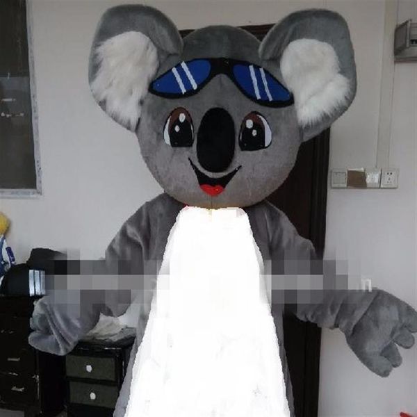 Traje de mascote de coala cinza personalizado Tamanho adulto adicione um ventilador300H