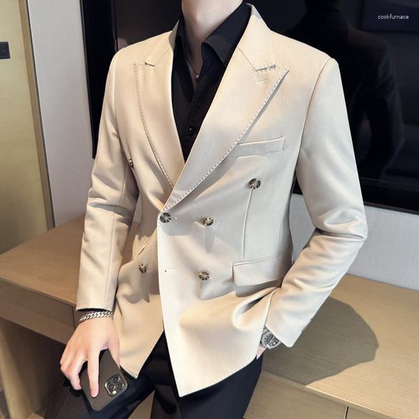 Ternos masculinos estilo britânico com dois seios masculinos blazers casual terno de negócios jaqueta fina com fecho colarinho casamento streetwear social 2023