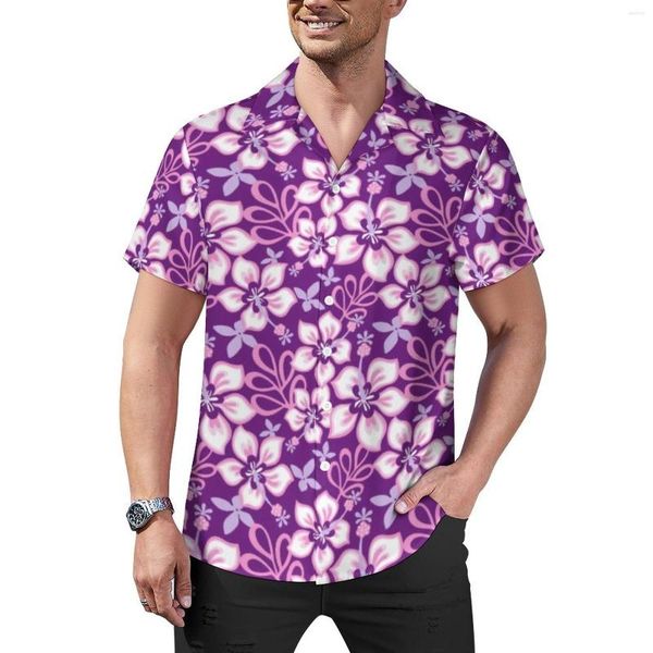 Camisas casuais masculinas Camisa de praia com flores tropicais Estampa havaiana Blusas masculinas vintage manga curta estampa roupas tamanho grande