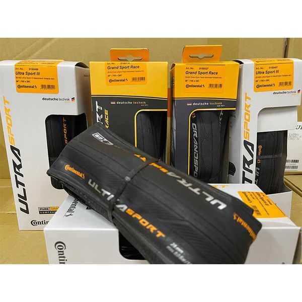 Fahrradreifen Continental Road Tires Grand Sport Race Ultra Sport III 70023C/25C/28C 700C Fahrrad-Klappreifen mit Anti-Pannen-Drahtreifen HKD230712