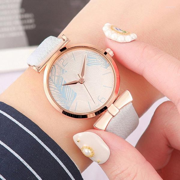 Relógios de pulso Relógios femininos Moda Relógios femininos Couro Feminino Quartzo Mostrador grande Montre Femme