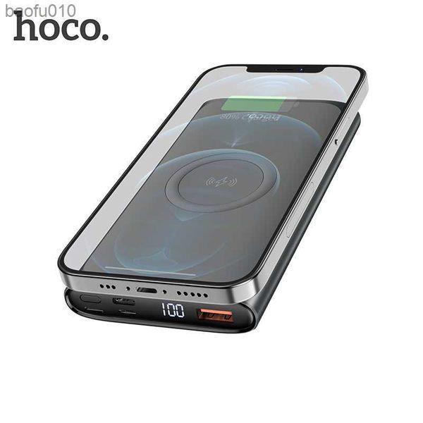 Hoco Power Bank 10000MAH 22,5 PD Быстрая зарядка с помощью беспроводной зарядки Powerbank Bearless Powerbank для iPhone 13 12 11 L230712