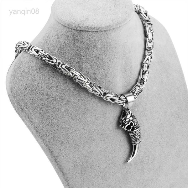 Anhänger Halsketten Herren Byzantinische Kette Halsketten Punk Edelstahl Schmuck Wolf Anhänger Halskette Für Männer Kaiser Kette Geschenke anpassbar HKD230712