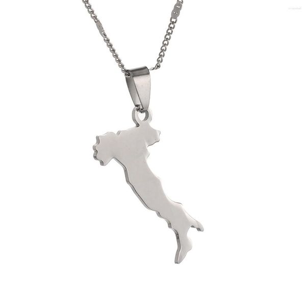 Collane con ciondolo Mappa Italia Collana per donna Uomo Colore oro Gioielli italiani