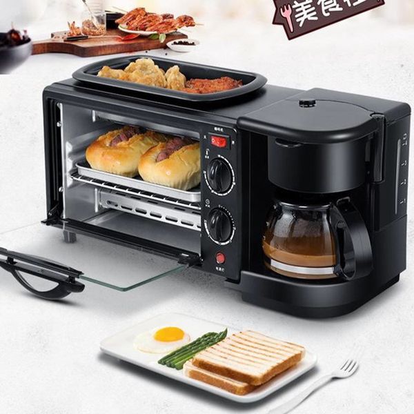 Macchina per la colazione tre in una multifunzione inglese transfrontaliera, macchina per il caffè, forno, macchina per il pane, uovo fritto, barbecue e macchina da forno