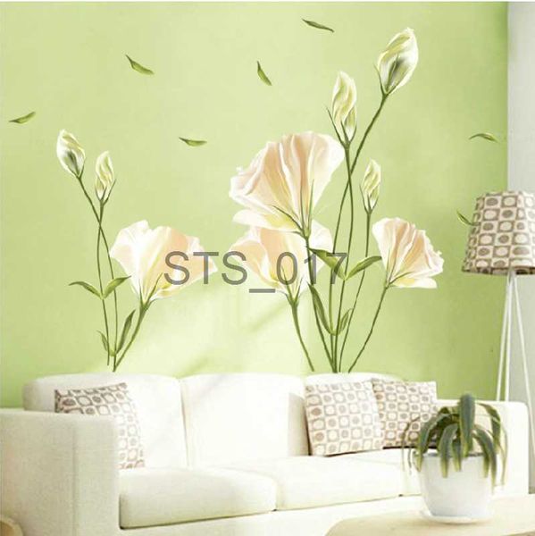 Outros adesivos decorativos removíveis flores de lírio adesivo de decoração de parede decoração de casa sala de estar quarto decalque de parede mural pôster x0712