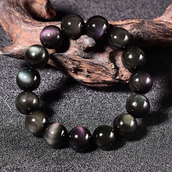 Pulseiras de obsidiana de energia de olho duplo arco-íris 5A para homens e mulheres Oração de cura Equilíbrio Pulseira de pulso Moda Natureza Pedra Jóias L230704