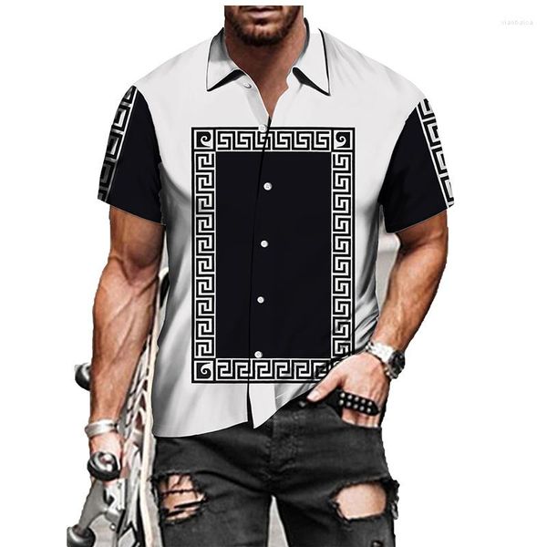 Camicie casual da uomo 2023 Abbigliamento alla moda Camicia stampata alla moda Cardigan monopetto manica corta da uomo