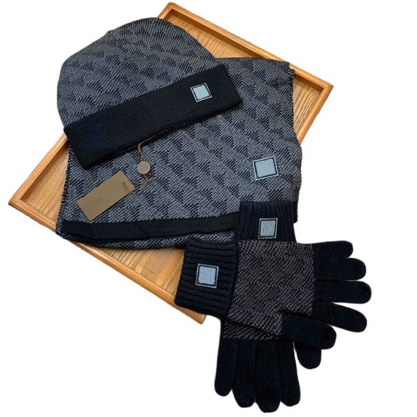 23ss Fashion Designer Cappelli Guanti Sciarpe Set Beanie Uomo Autunno inverno mantieni caldo in maglia Guanti classici da donna abbinati sciarpa Skull Caps set da 3 pezzi