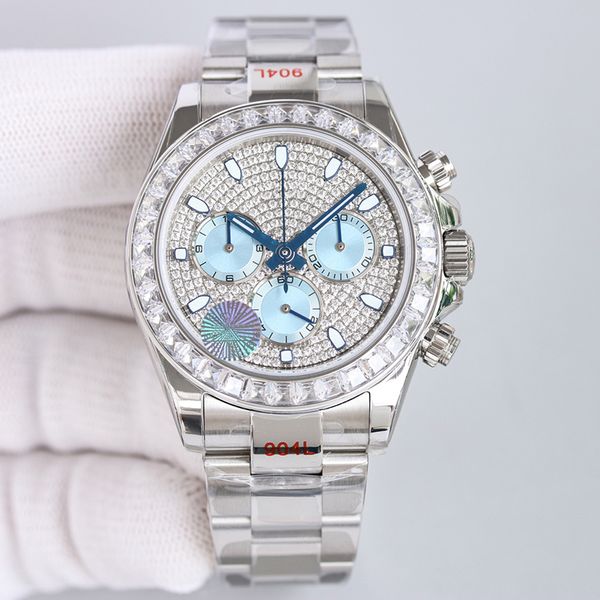 Diamond Watch Erkekler Buz Vekili Otomatik Mekanik 7750 Hareket Montre De Luxe Paslanmaz Çelik Kayış Moda Tasarımcısı Bilek saati Yüksek kaliteli su geçirmez