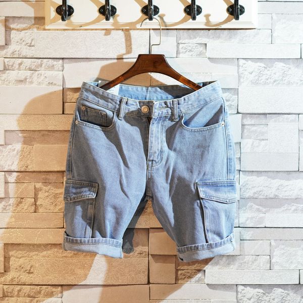 Jeans maschile estate estate azzurra strappata con gatto whisker patch stampa stampare slip shorts shorts adolescenti ragazzi e ragazze pantaloni corti da cowboy 23 267