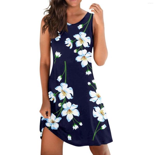 Abiti casual O Collo Girocollo Patchwork Stampe di fiori per le donne 2023 Abito taglie forti Abiti femminili eleganti da Fiesta