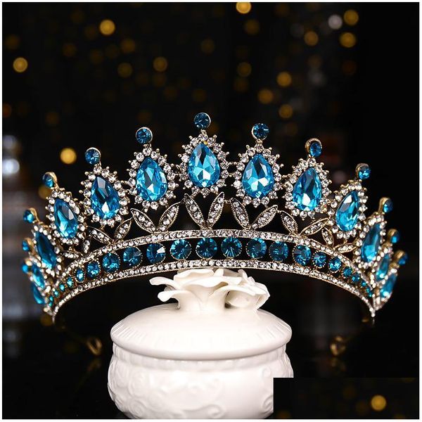 Haarschmuck Luxus Blaue Kristallkrone Braut Tiaras Und S Queen Diadem Pageant Brautaccessoires 230202 Drop Lieferung Hairje Dh8Rb