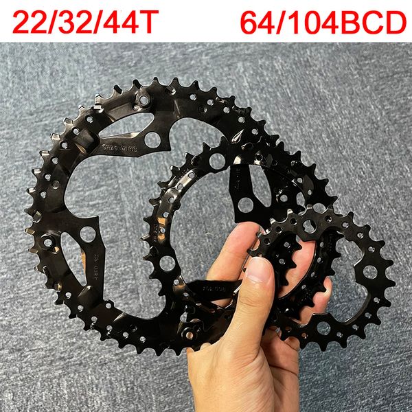 Rodas livres da bicicleta Chainwheels 64104 BCD MTB Chainring 3 * 9S 22T 32T 44T Bicicleta Chainring Triplo Durável Mountain Bike Chainwheel Bike Crankset Parte 230712