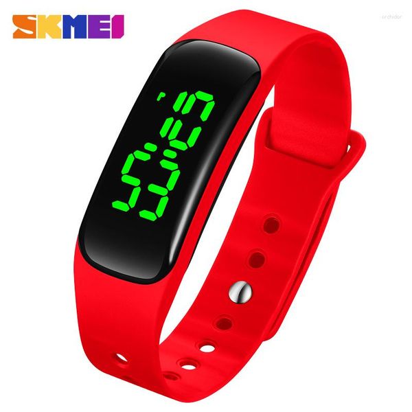 Montre kol saatleri femme skmei led spor elektronik saatler basit kadınlar su geçirmez pu watchband kızlar dijital bant izle