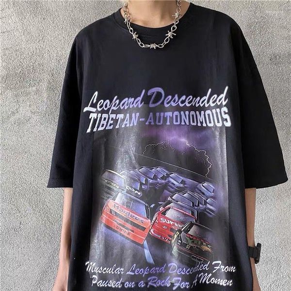 Männer T Shirts Hemd Für Männer 2023 Summe Hip-hop Retro High Street Stil Motoren Drucken Kurzen ärmeln t Lose Gothic Top T-shirt