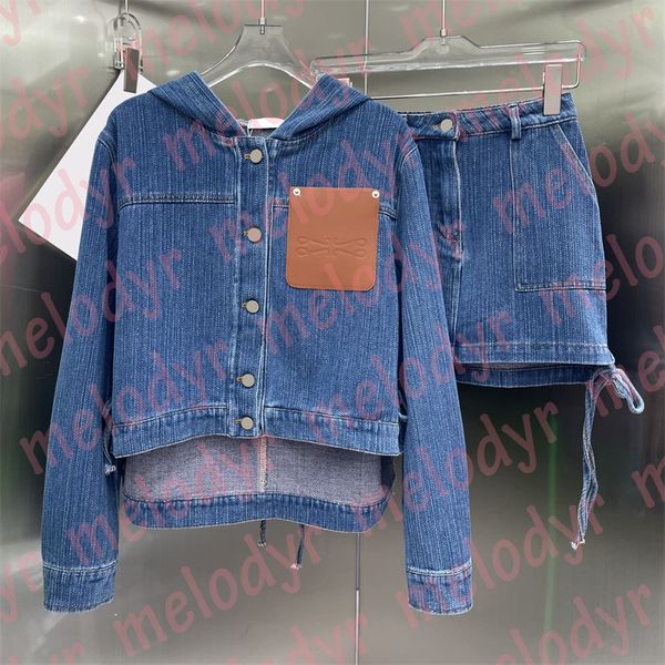 Frauen Denim -Röcke Set Frühling Herbst Denim Jacke Modedesigner Damen sexy Kleid zweiteilige Kleider