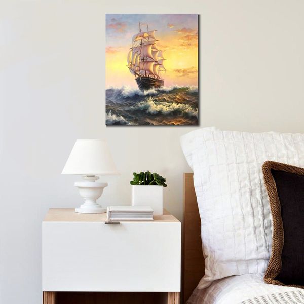 Dipinti marini Frank Vining Smith Ship Handmade Canvas Art Contemporary Restaurant Decor