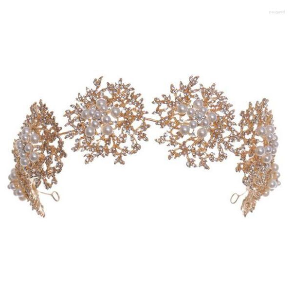 Grampos de cabelo 2023 flores de metal coroa de noiva faixa de cabelo pérolas casamento tiara brilho strass feminino headpiece brinco conjunto de joias