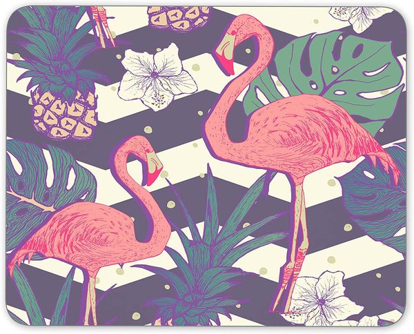 Flamingo Birds and Pineapples Mouse pad Non-Slip Rubber Mouse pad-Apply to Games Home School Office Mouse pad 9.5x7.9 In