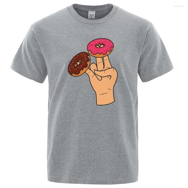 Camisetas Masculinas Dois Donuts São Necessários Todos os Dias Camisetas Impressas Masculinas Roupas Soltas Casuais Tops Grandes de Verão Algodão Hip Hop Harajuku