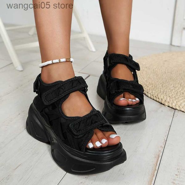 Sandalen Frauen Punk Keile Sandalen Mit Hohen Absätzen Plattform Motorrad Cool Slip Auf Schuhe Outdoor Sommer Casual Freizeit Rutschen Hausschuhe T230712