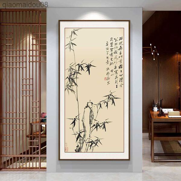 Бамбук знаменитый древний художник китайский Zheng Banqiao Искусство холст на стену картинка для офисной гостиной домашней декор L230704
