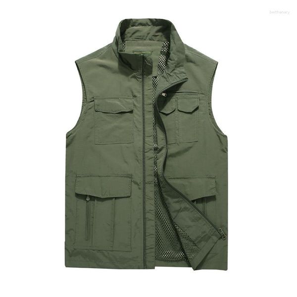 Gilet da uomo Gilet da uomo Gilet estivo senza maniche Giacca Cappotto Tasche multiple Casual All'aperto Viaggi Capispalla sottile Uomo