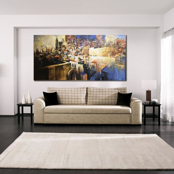 Yahudi Kudüs Canvas Art Western Walling El yapımı yağlı tablolar çağdaş duvar dekor