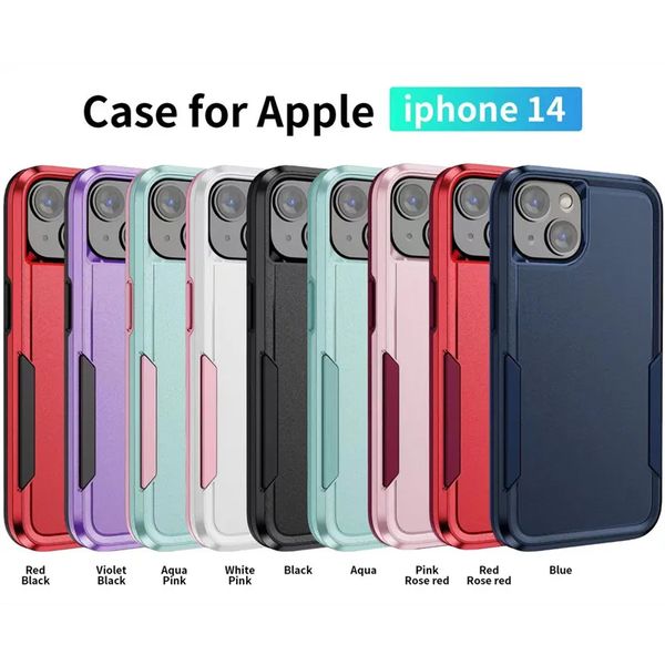 Custodie per telefoni Cover posteriore Custodia protettiva antiurto bicolore Hybrid PC TPU per iPhone 15 14 Plus 11 12 13 mini Pro Max X 8 7 6 compatibile e Samsung Galaxy S22 S21