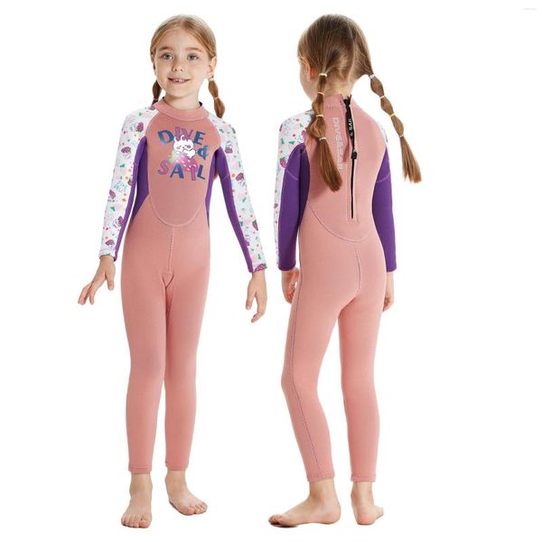 Roupa de banho feminina para crianças, roupa de mergulho para meninas e bebês, maiô de neoprene para jovens, roupa de banho térmica para corpo inteiro, manter-se aquecido, mergulho, surfe, snorkel