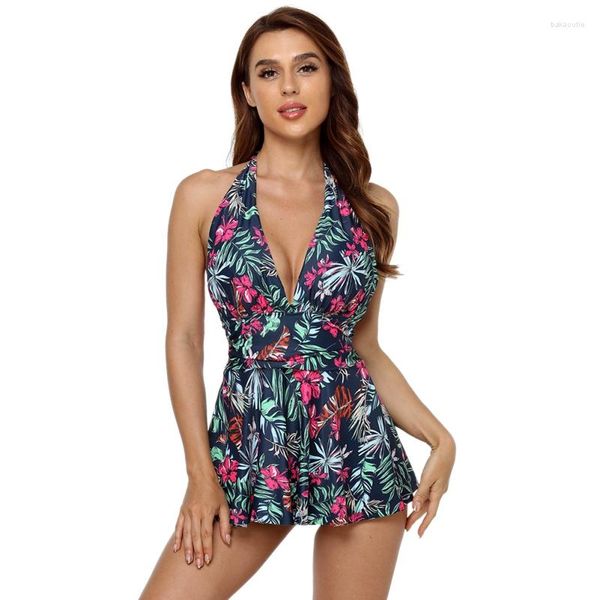 Conjunto de biquíni estampado verão 2 peças maiô tanquíni acolchoado roupa de praia monoquíni tamanho grande M-3XL moda praia feminina