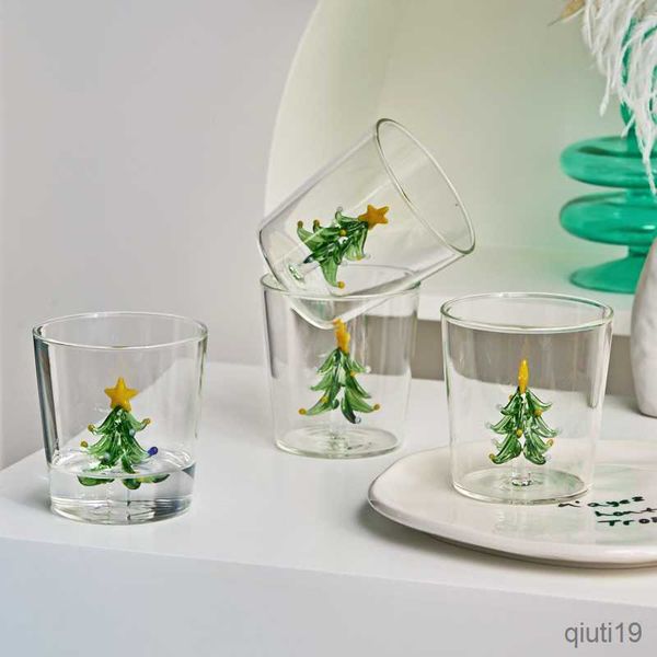 Kupalar Noel ağacı kupa sevimli fincan bardaklar cam kupa kahve kupa ev dekorasyon Noel hediyesi Noel dekorasyon r230712