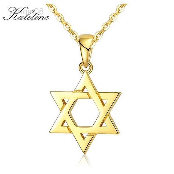 Anhänger-Halsketten Je Magen Davidstern Sterling 925 Silber Halskette Frauen Männer Israel Judaica Hebräischer Schmuck Chanukka-Anhänger Goldfarbe HKD230712