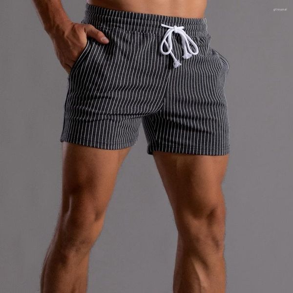 Männer Shorts 2023 Mode Männer Gestreiften Schweiß Elastische Taille Jogger Sommer Sportswear Workout Kleidung Atmen Laufen