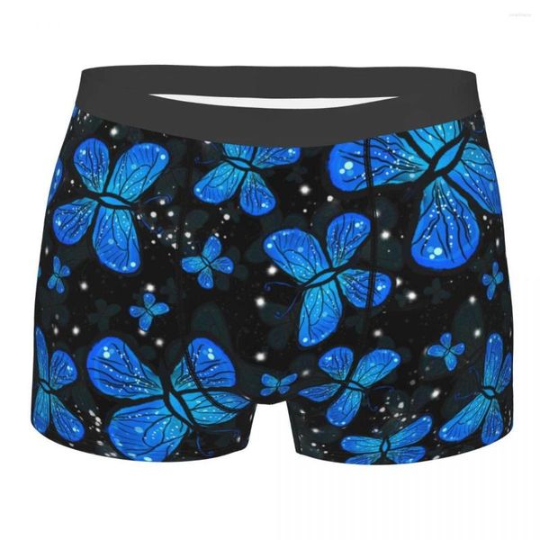 Cuecas masculinas azul borboleta colorida cueca boxer shorts calcinha masculino cintura média S-XXL