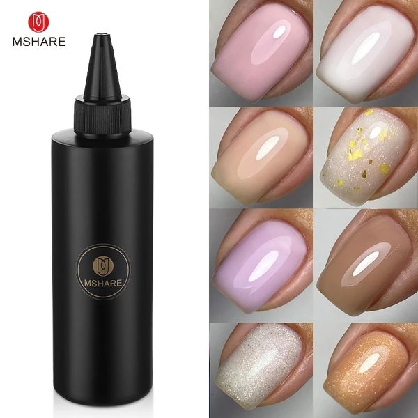 Gel para Unhas MSHARE 250ml Base de Borracha Gel Camuflado Recarga Rosa Leitoso Branco Glitter Dourado 230711