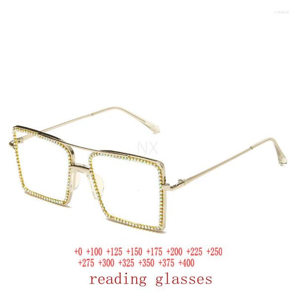 Occhiali da sole 2023 Retro Sparkling Crystal Colorful Diamond Frame Cat Eye Bling Strass Occhiali da lettura Anti Blue Light Reader NX