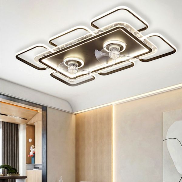 Lâmpadas de teto modernas quarto ventilador de teto dobrável ventilador de teto com luz led e controle para iluminação da sala de estar