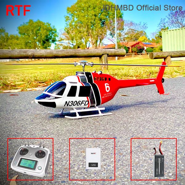 Aeronave elétrica RC Flywing 6CH Brushless Scale GPS Helicopter Two Rotor Blade Bell 206 com controlador de vôo H1 230711