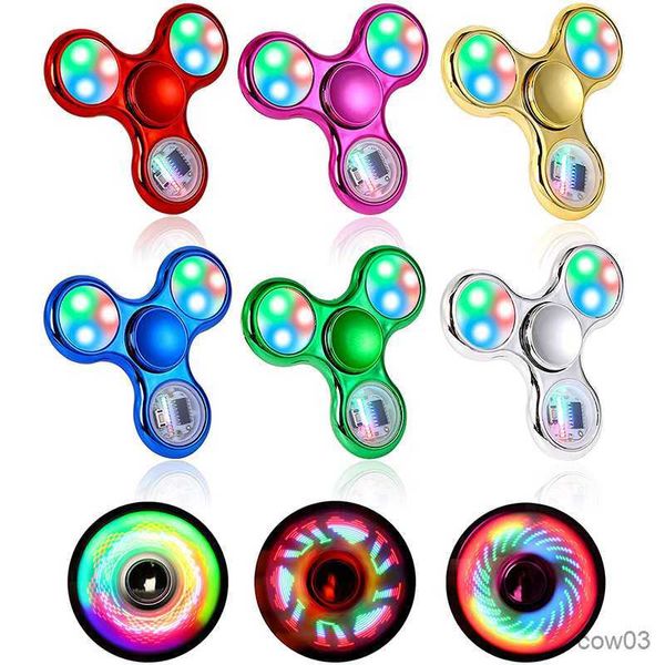 Brinquedo de descompressão Luminoso LED Spinner Hand Top Spinners que brilham na luz escura Figet Spiner Brinquedos de alívio de estresse para crianças R230712