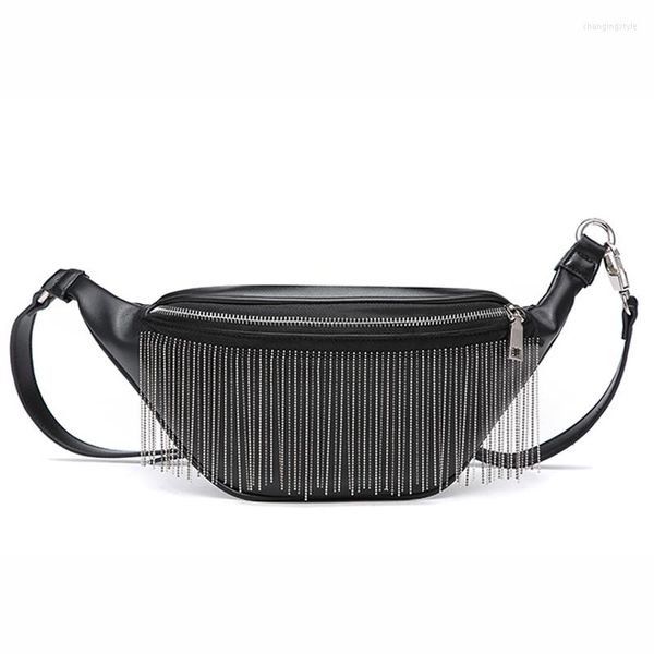 Bolsas de cintura Moda Feminina Bolsa de cinto Couro Tassel Fanny Pack Ombro Cool Fall Outono Sólido