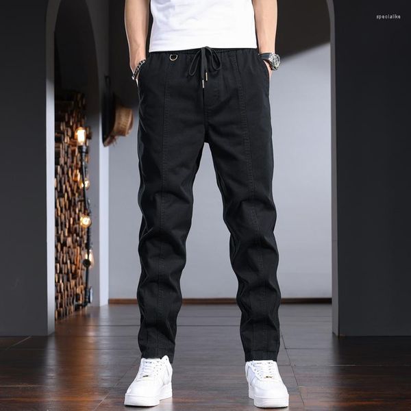 Pantaloni maschili casual cotone nero estate in stile coreano baggy elastico elastico pantaloni coulishing cp22223